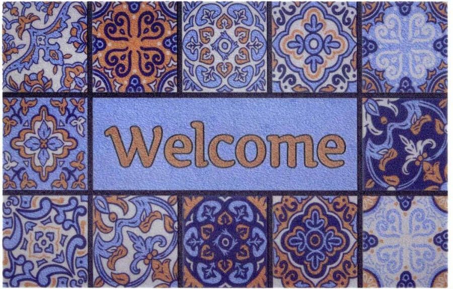 Home affaire Mat Welcome tegels Design met tekst in vrolijke kleuren robuust gemakkelijk in onderhoud antislip
