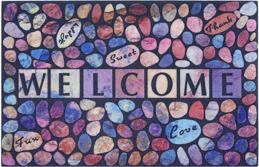My home Mat Welcome stenen Design met tekst-design robuust gemakkelijk in onderhoud antislip