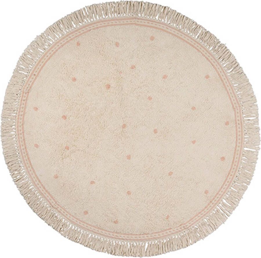 Tapis Petit Vloerkleed Rond Emma Dots Pink Ø130cm