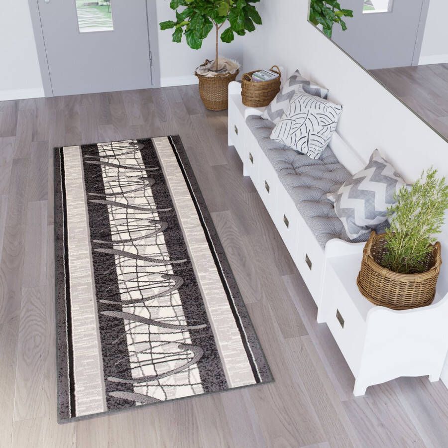 Tapiso Dream Loper Grijs Tapijt Gangloper Vloerkleed Maat- 140x1250