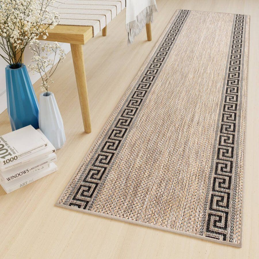Tapiso Melissa Loper Laagpolig Beige Bruin Modern Indoor Outdoor Vloerkleed Maat- 70x200