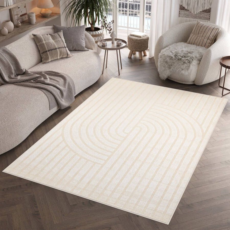 Tapiso Patio Vloerkleed Tuintapijt Outdoor Beige Buitenkleed Kleed Maat- 200x300