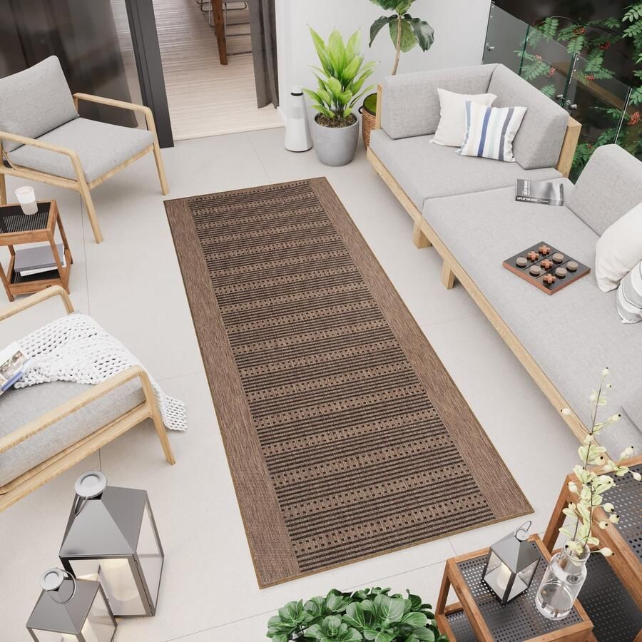Tapiso Floorlux Tapijt Loper Tapijtloper Bruin Vloerkleed Maat- 70x700