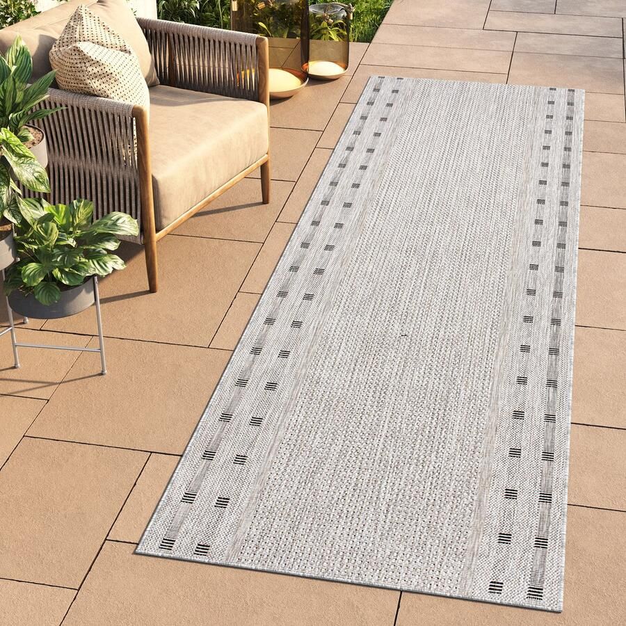 Tapiso Melissa Loper Laagpolig Grijs Indoor Outdoor Vloerkleed Maat- 80x250