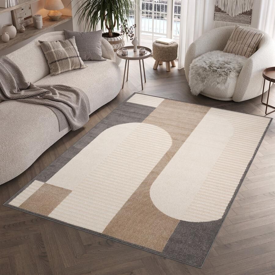 Tapiso Patio Vloerkleed Tuintapijt Outdoor Bruin Beige Buitenkleed Modern Maat- 160x220