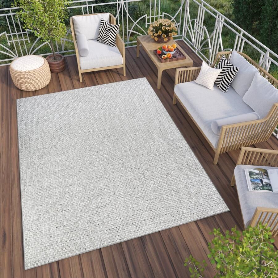 Tapiso Verano Vloerkleed Grjs Indoor Outdoor Tuin Terras Balkon Tapijt Maat- 60x100