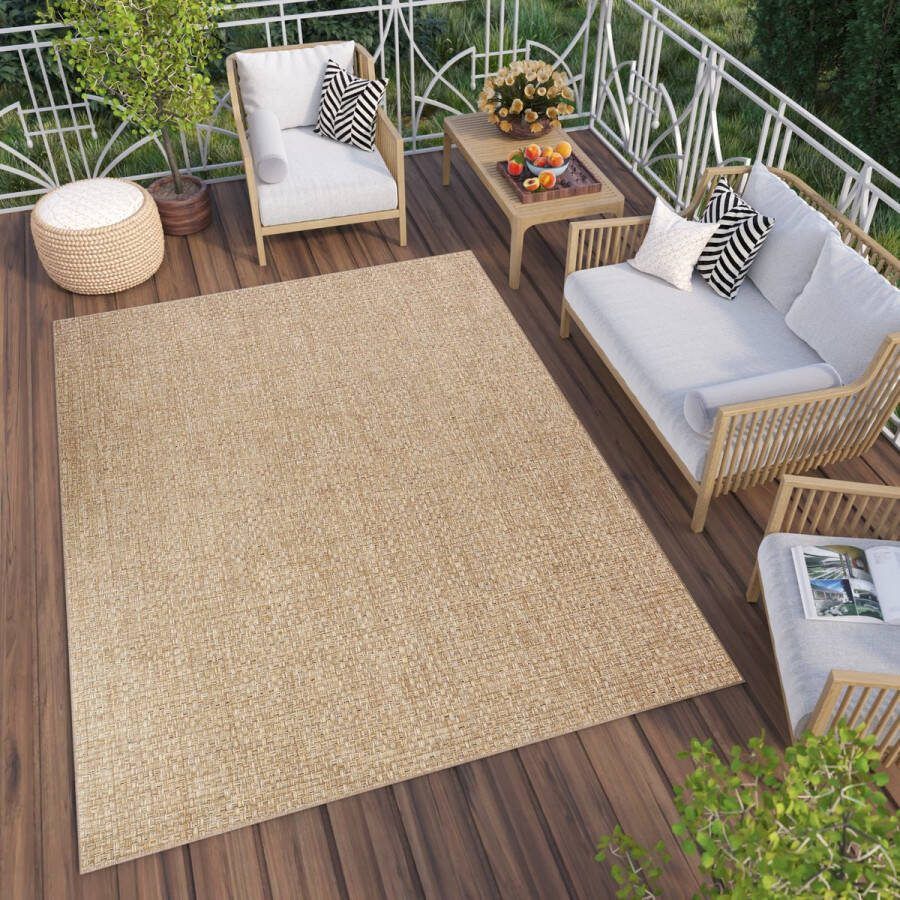 Tapiso Verano Vloerkleed Beige Indoor Outdoor Laagpolig Tapijt Maat- 160x230