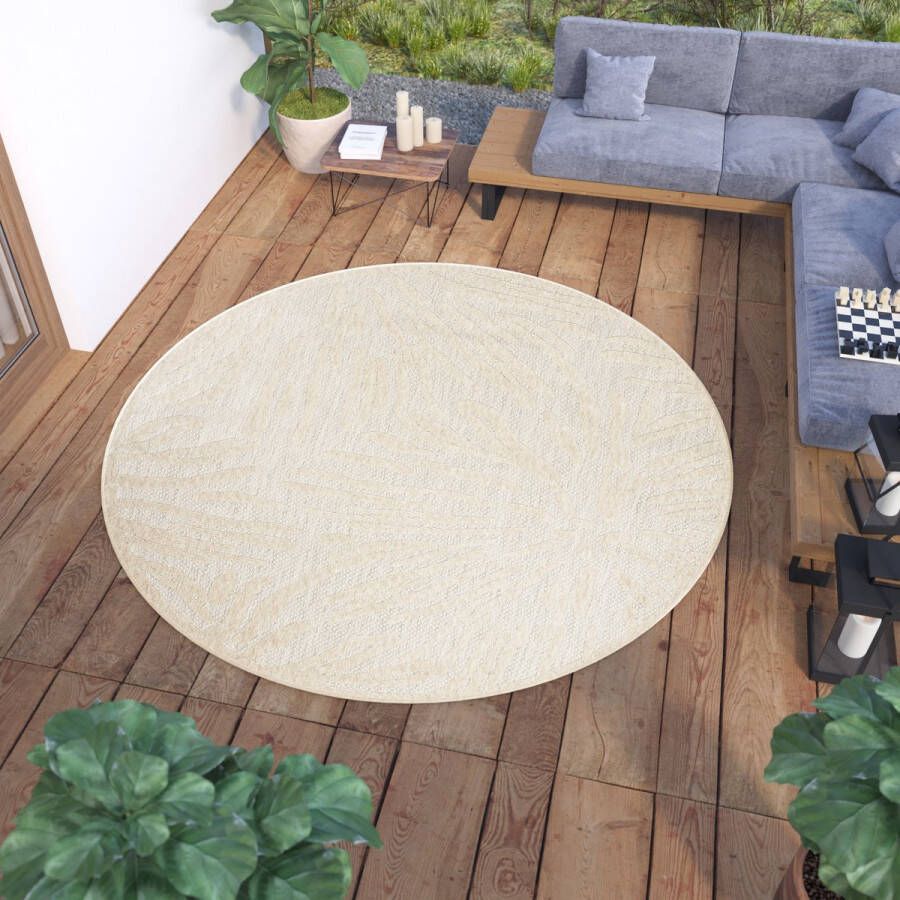 Tapiso Viera Rond Tuintapijt Indoor Outdoor Buiten Binnen Vloerkleed Maat- 160x160