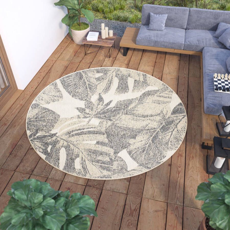 Tapiso Viera Rond Tuintapijt Vloerkleed Buiten Indoor Outdoor Binnen Maat- 160x160