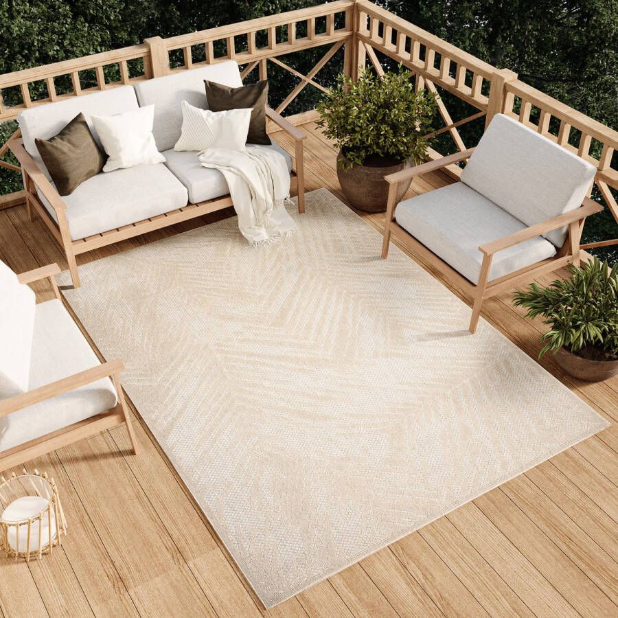 Tapiso Viera Tuintapijt Vloerkleed Beige Binnen Buiten Modern Maat- 200x300