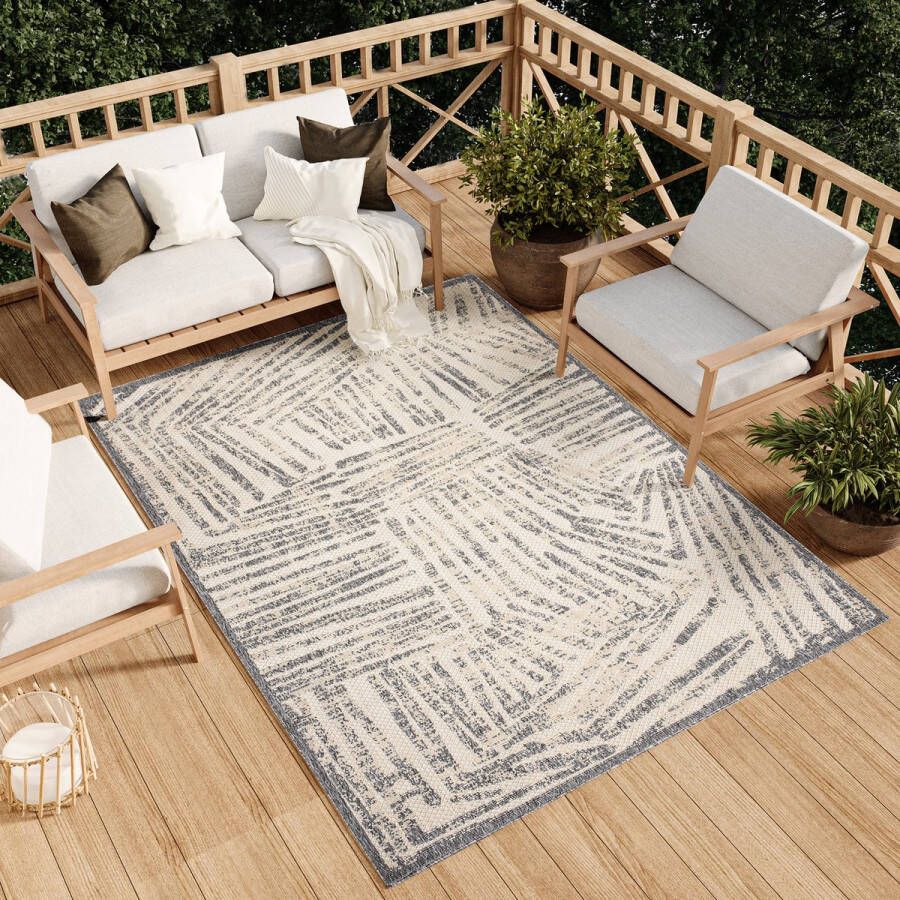 Tapiso Viera Tuintapijt Vloerkleed Grijs Modern Binnen Outdoor Maat- 80x150