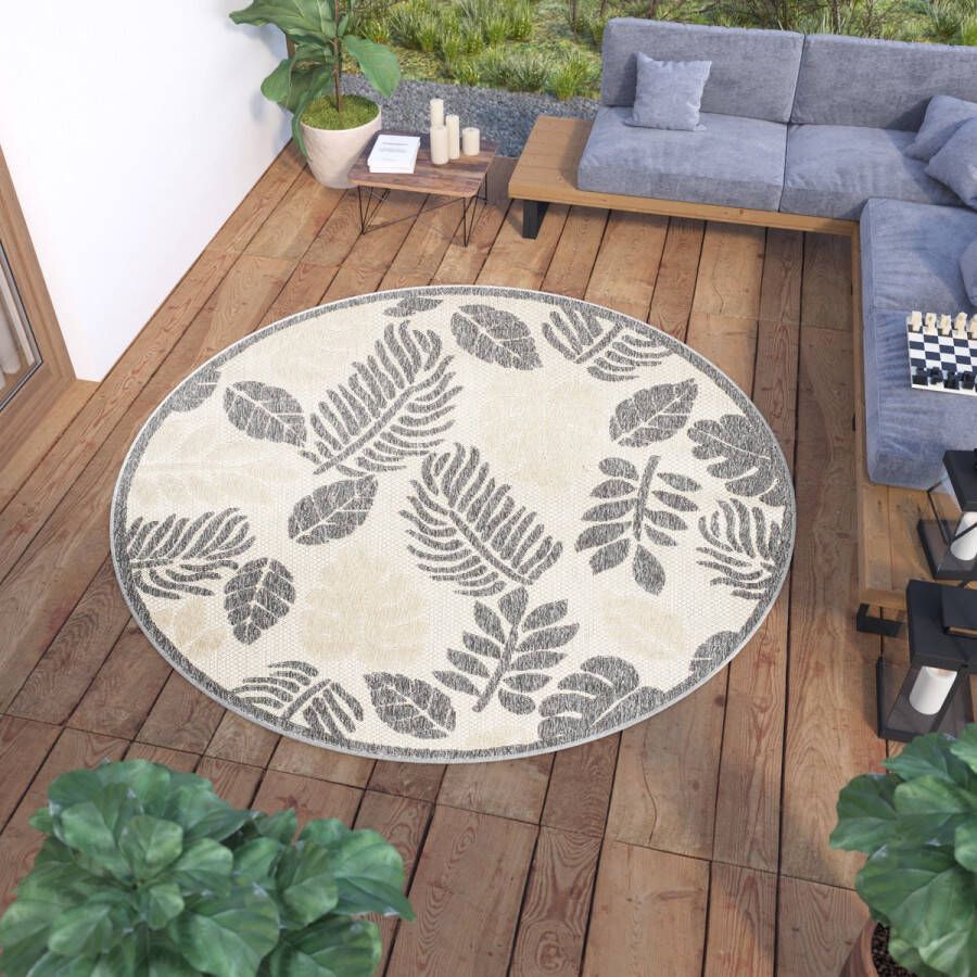Tapiso Viera Vloerkleed Buiten Rond Tuintapijt Binnen Indoor Outdoor Maat- 80x80