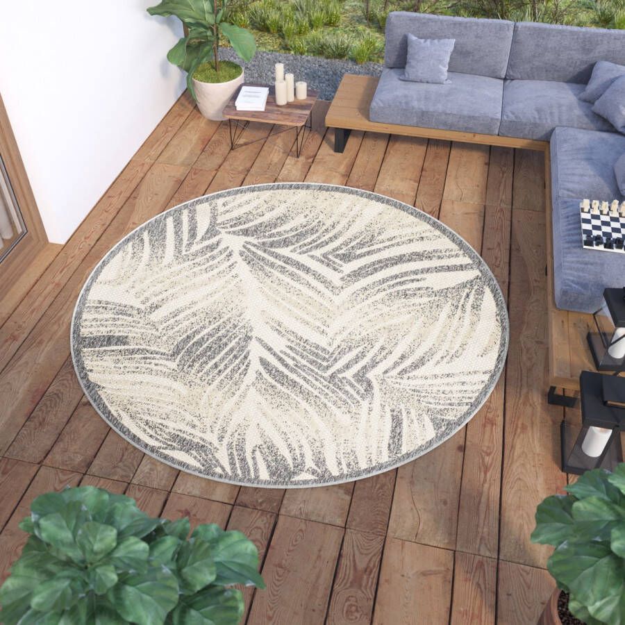 Tapiso Viera Vloerkleed Rond Tuintapijt Buiten Outdoor Binnen Maat- 120x120