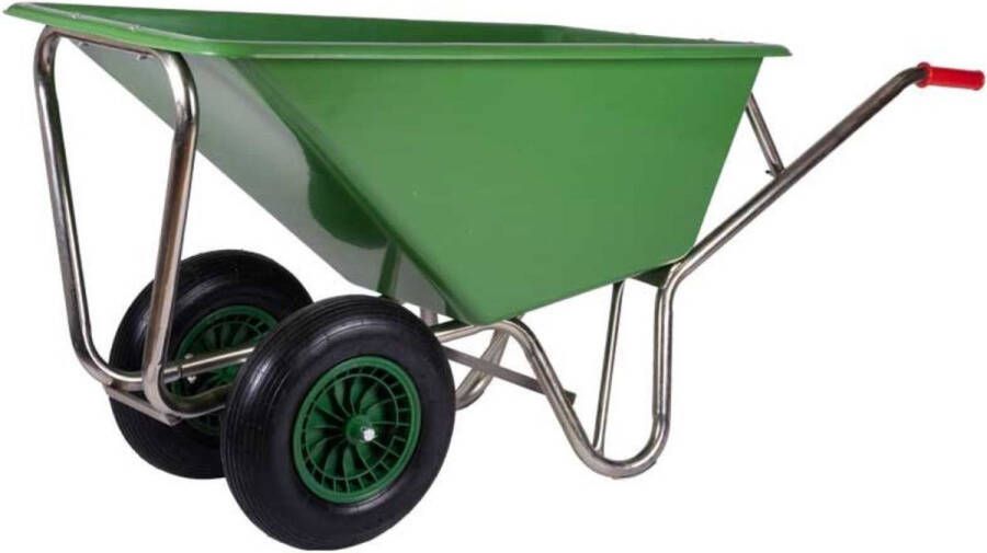 Tarsus Kruiwagen met Dubbel Luchtwiel Stal Eco Groen 160 liter