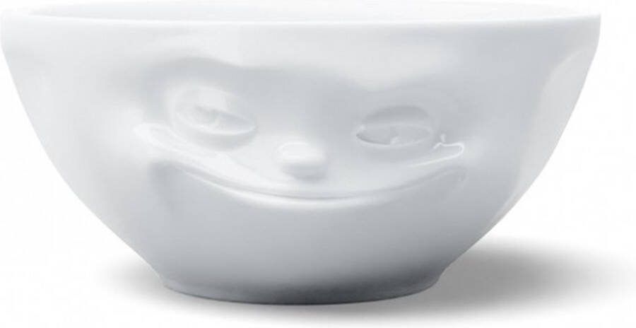 Tassen Happy Faces servies Kom wit porselein 350 ML met grijnzend gezicht uit de Tassen serie collectie geschickt voor soep of yoghurt 14 x 7.5 cm in geschenkverpakking