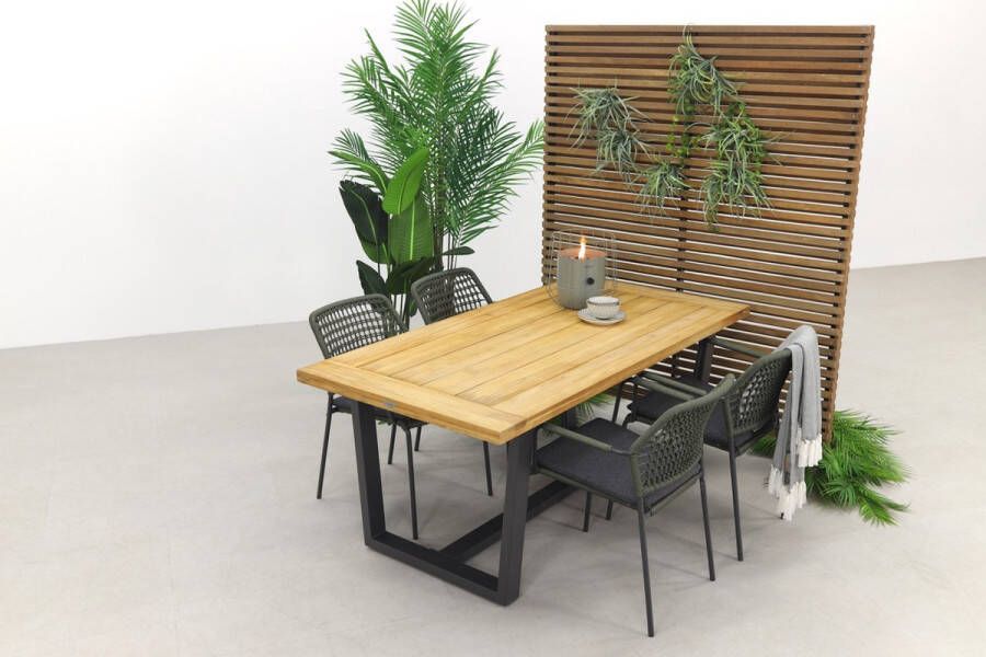 Taste by 4 Seasons Outdoor Barista green Murano teak 180x90 cm. tuinset 5-delig