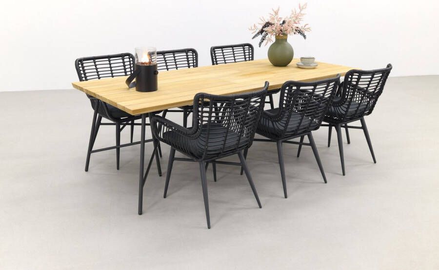 Taste by 4 Seasons Outdoor Jasmine Black Taste Lano teak 240 cm. 7-delige tuinset