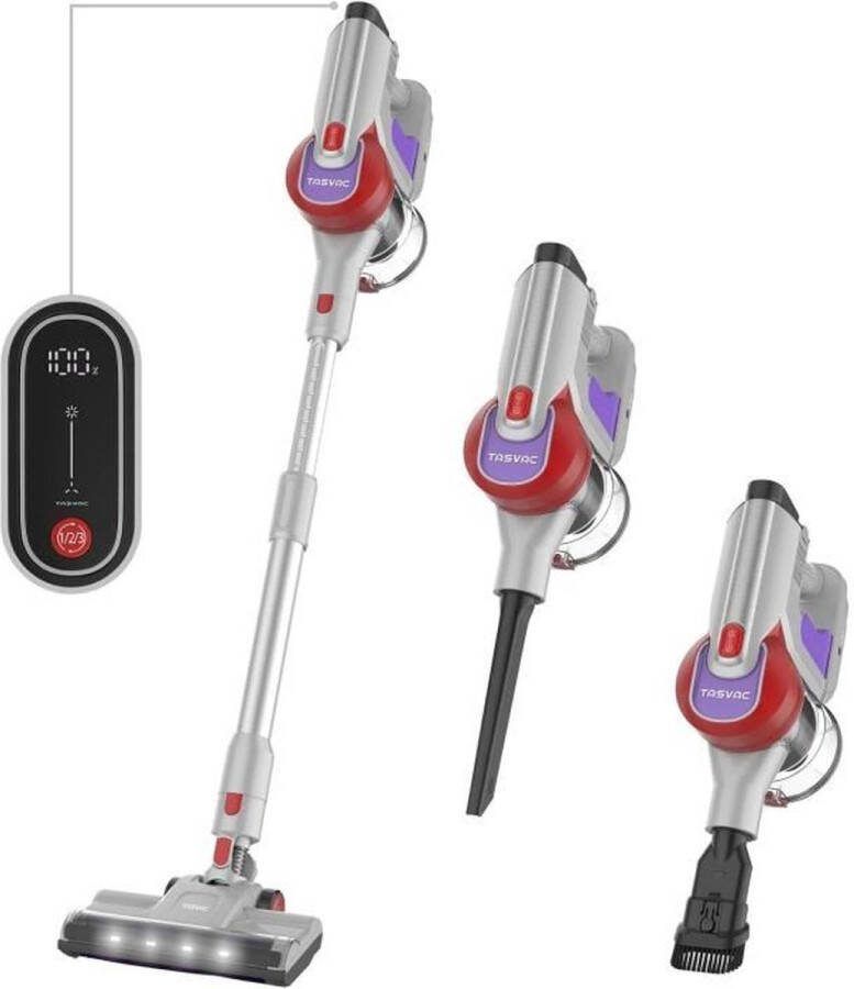 TASVAC Draadloze bezemstofzuiger S8 26Kpa 60 minuten. 6 in 1 Draadloos. 1L stoftank 8*2200mAh batterijen. 70dB. LED
