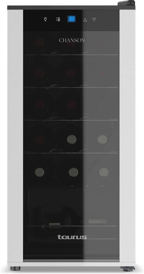 Taurus Chanson 18 Thermo-elektrische wijnkoeler Vrijstaand Zwart Zilver 18 fles(sen)