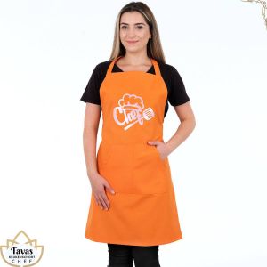 Tavas Chef Keukenschort 60x80 cm Oranje Kookschort met zakken Keukenschort Schort voor vrouwen een voor mannen