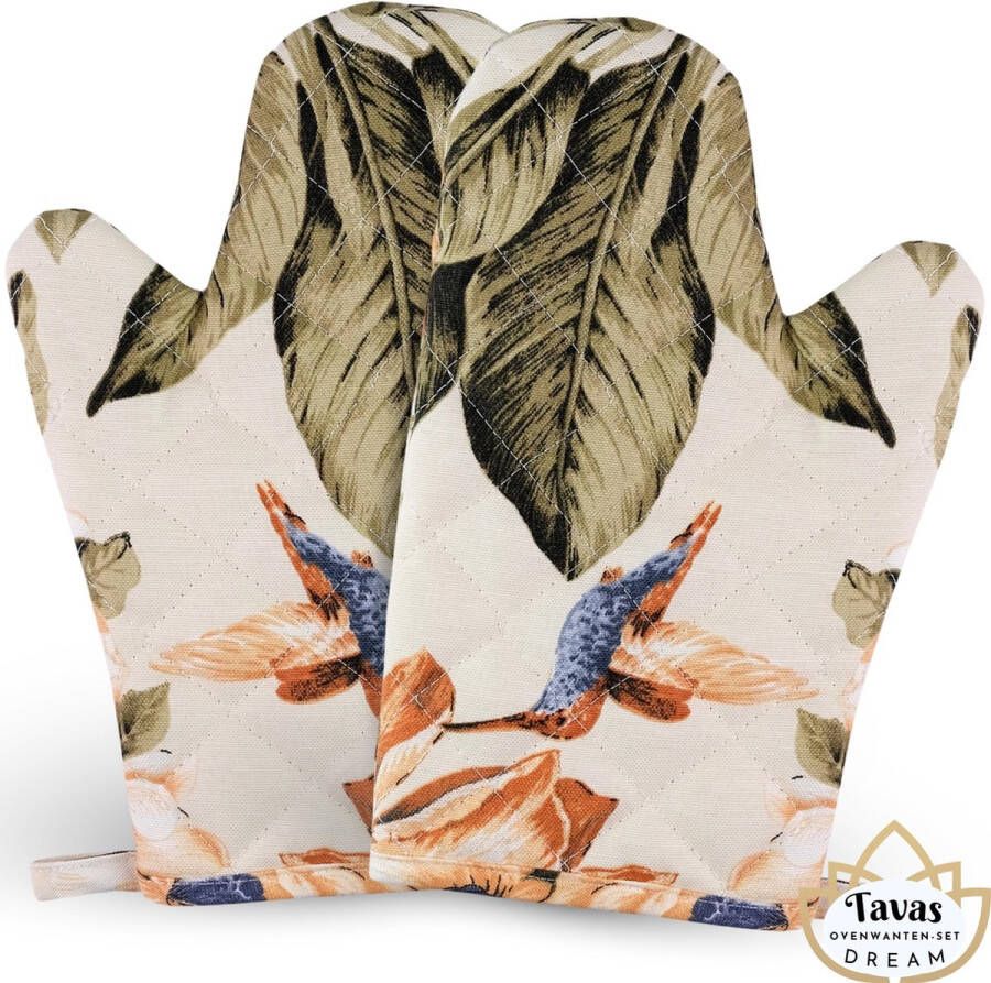 Tavas DREAM Ovenwanten 2 Stuks Bloeiende Vleugels Katoen Hittebestendige Ovenhandschoenen tot 250°C