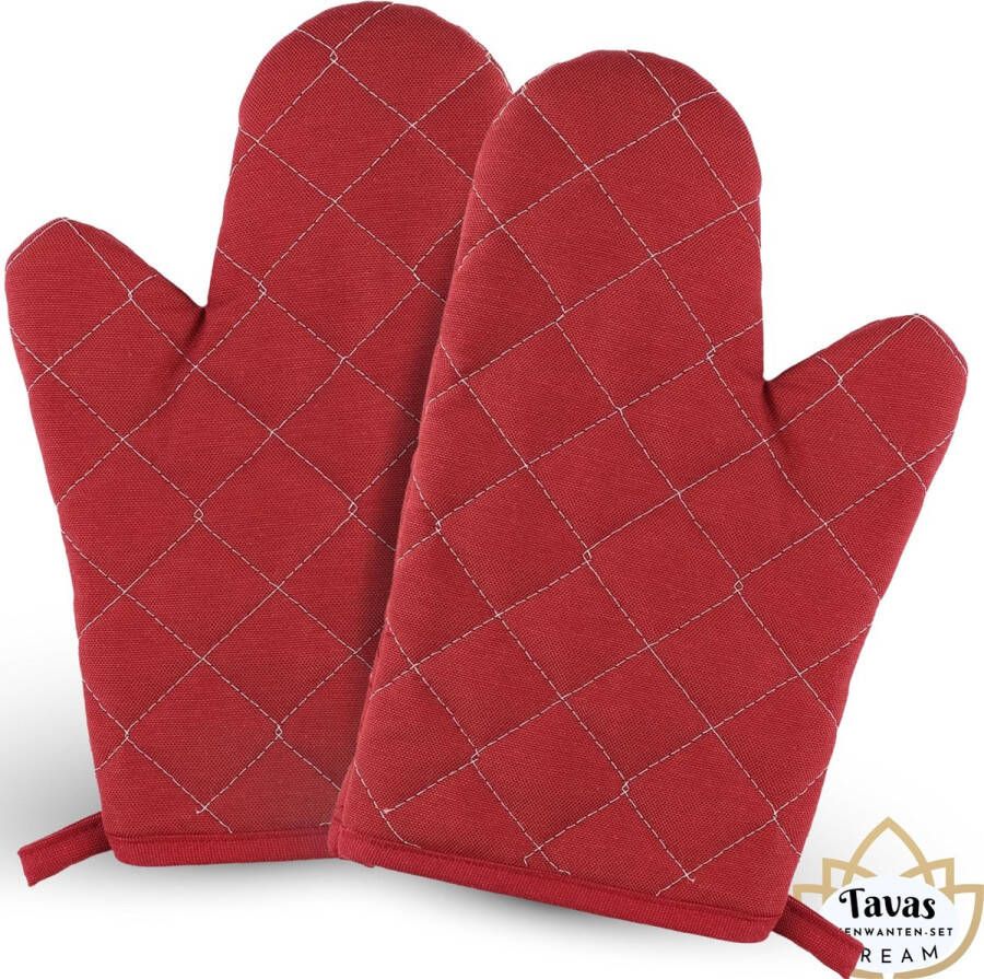 Tavas DREAM Ovenwanten 2 Stuks Bordeaux Katoen Hittebestendige Ovenhandschoenen tot 250°C