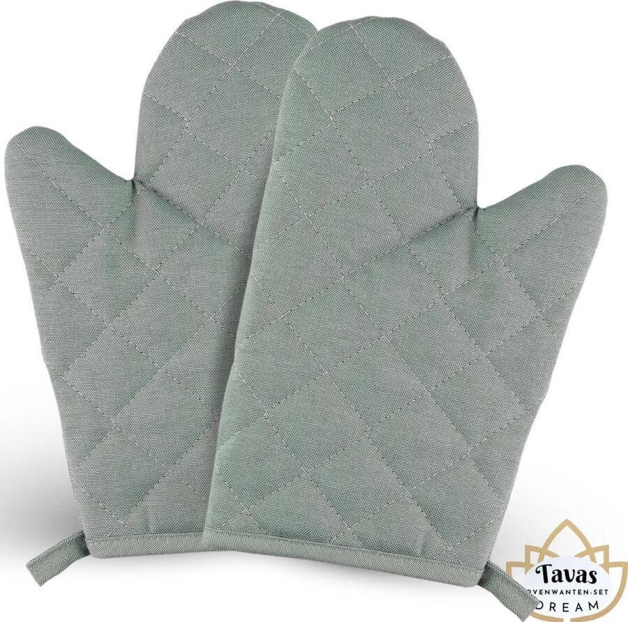 Tavas DREAM Ovenwanten 2 Stuks Turkoois Katoen Hittebestendige Ovenhandschoenen tot 250°C