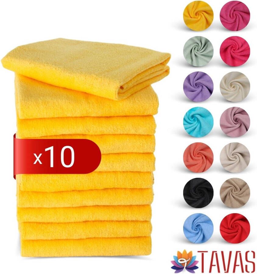 Tavas Harmonie Gastendoekjes 30x50 cm Geel Set van 10 100% Katoen Gastenhanddoek Rechthoek Handdoek Keuken Hotelkwaliteit Gastendoek