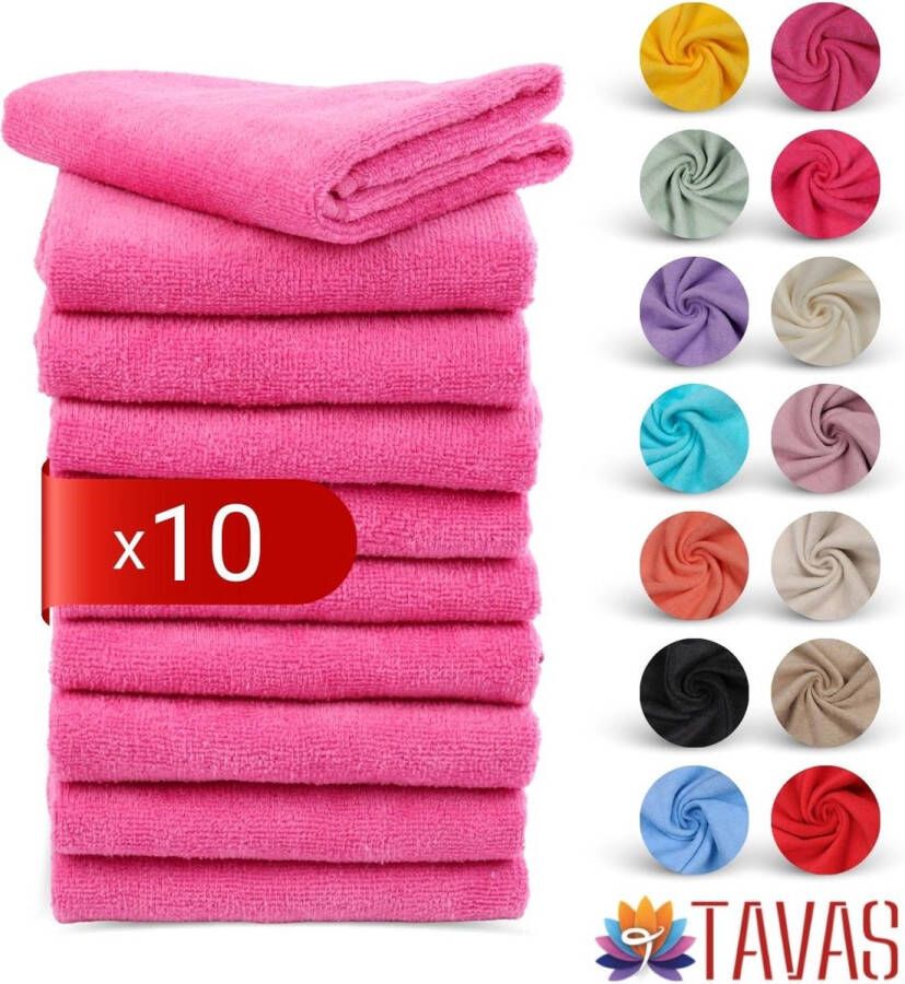 Tavas Harmonie Gastendoekjes 30x50 cm Roze Set van 10 100% Katoen Gastenhanddoek Rechthoek Handdoek Keuken Hotelkwaliteit Gastendoek