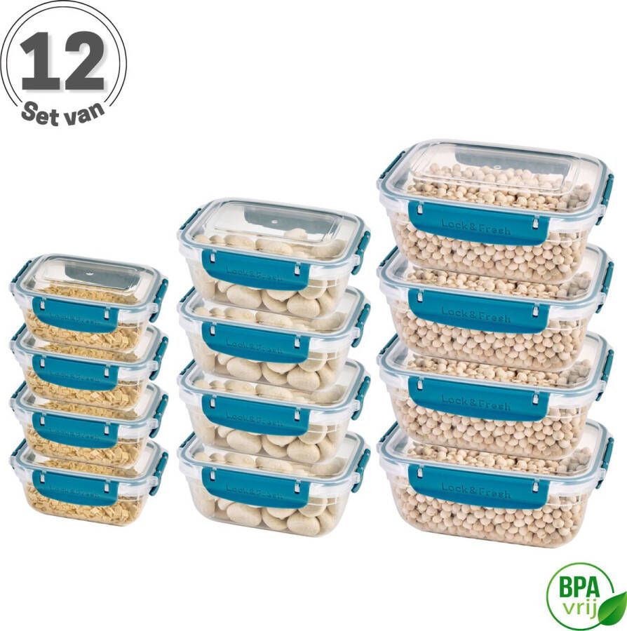 Tavas Meal Prep Bakjes Vershoudbakjes Set van 12 Blauw Lunchbox Diepvriesbakjes Vershouddoos Vershoudbakjes Set Voedselcontainer Magnetron Bakjes
