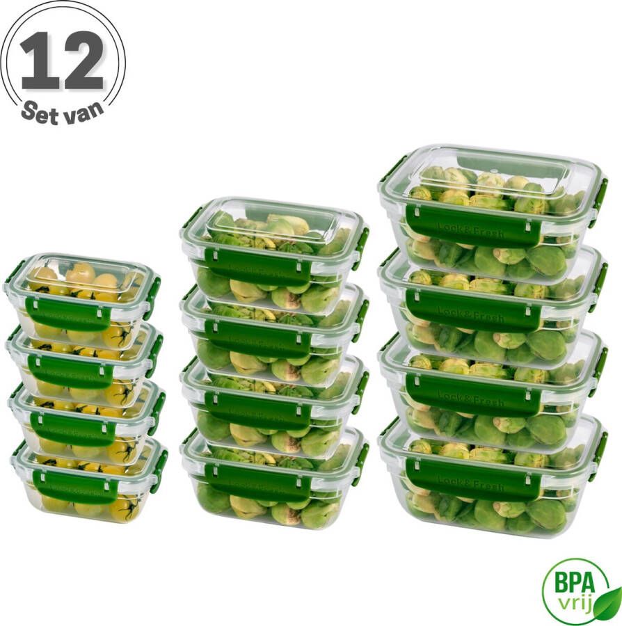 Tavas Meal Prep Bakjes Vershoudbakjes Set van 12 Groen Lunchbox Diepvriesbakjes Vershouddoos Vershoudbakjes Set Voedselcontainer Magnetron Bakjes