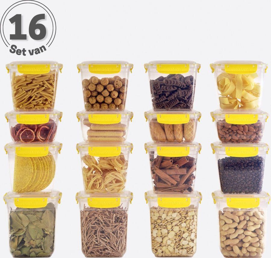Tavas Meal Prep Bakjes Vershoudbakjes Set van 16 Geel Lunchbox Diepvriesbakjes Vershouddoos Vershoudbakjes Set Voedselcontainer Magnetron Bakjes