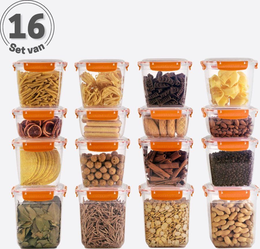 Tavas Meal Prep Bakjes Vershoudbakjes Set van 16 Oranje Lunchbox Diepvriesbakjes Vershouddoos Vershoudbakjes Set Voedselcontainer Magnetron Bakjes