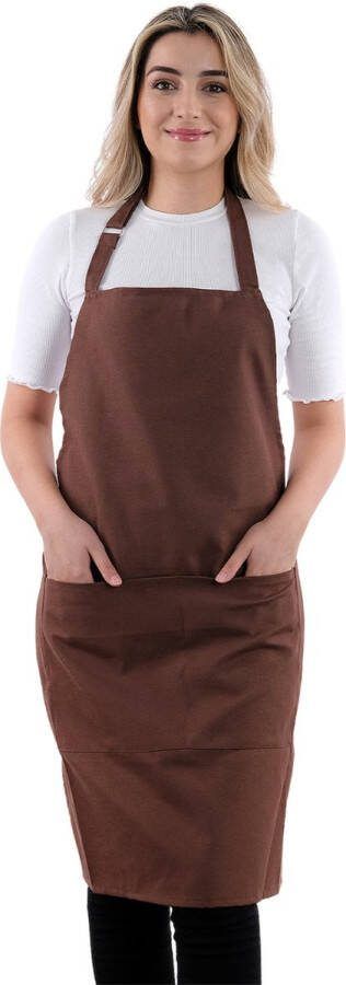 Tavas Simple Keukenschort Bruin Professioneel Verstelbaar Keukenschort dames Horecakwaliteit keukenschort vrouw One Size Schort