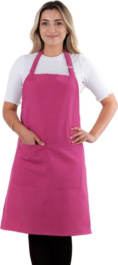 Tavas Simple Keukenschort Fuchsia Professioneel Verstelbaar Keukenschort dames Horecakwaliteit keukenschort vrouw One Size Schort