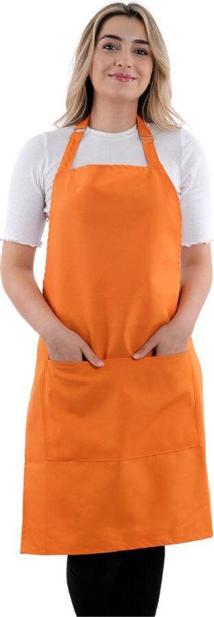 Tavas Simple Keukenschort Oranje Professioneel Verstelbaar Keukenschort dames Horecakwaliteit keukenschort vrouw One Size Schort