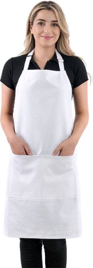 Tavas Simple Keukenschort Wit Professioneel Verstelbaar Keukenschort dames Horecakwaliteit keukenschort vrouw One Size Schort