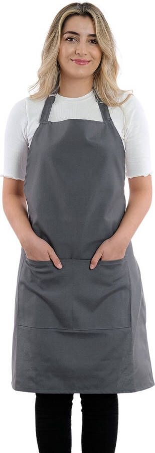 Tavas Simple Keukenschort Zilver Professioneel Verstelbaar Keukenschort dames Horecakwaliteit keukenschort vrouw One Size Schort