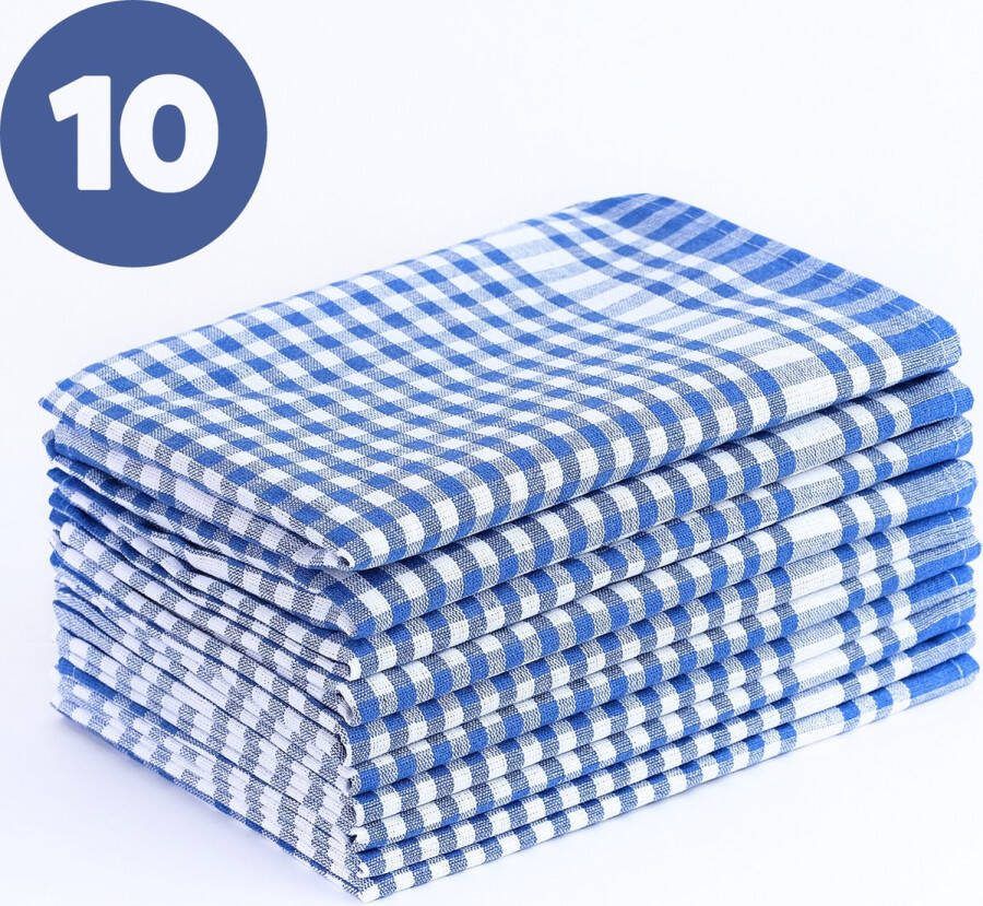 Tavas Theedoekenset Blauw Glazendoeken 47x67 cm Set van 10 Horeca Kwaliteit Theedoeken Keukendoeken