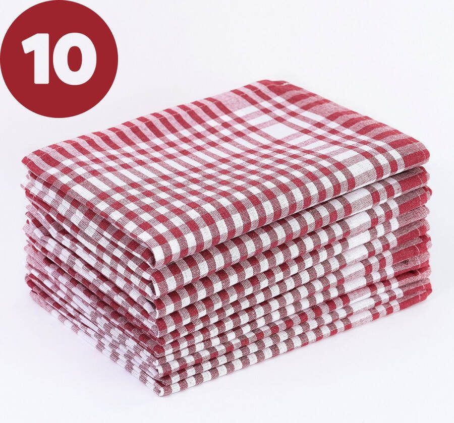 Tavas Theedoekenset Bordeaux Glazendoeken 47x67 cm Set van 10 Horeca Kwaliteit Theedoeken Keukendoeken