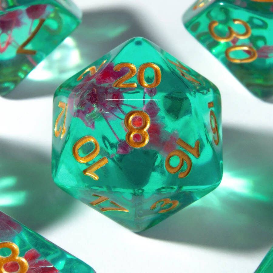 Tavern Dice FLOWER Dice Set Gedroogde Bloem Dobbelstenen Set Dungeons & Dragons Dobbelsteen Pathfinder RPG