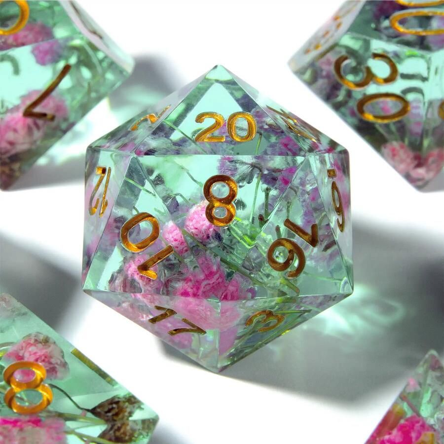 Tavern Dice SUMMER COURT Dried Flower Dice Set Gedroogde Bloem Dobbelstenen Set Dungeons & Dragons Dobbelsteen Pathfinder RPG