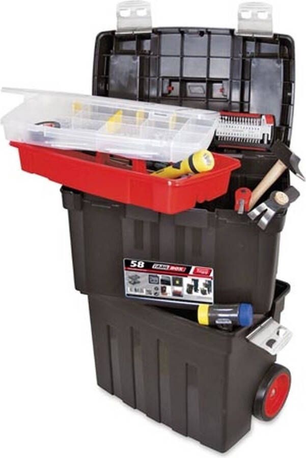 Tayg Gereedschapskoffer op wielen Kunststof 47 x 29 x 63 cm Met inlegbak en sorteerdoos