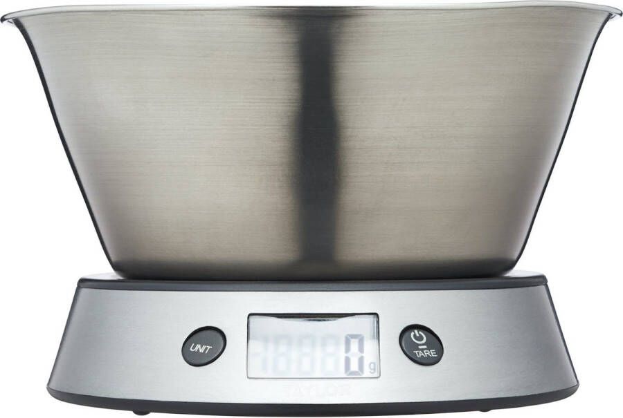 Taylor KitchenCraft Pro Digitale Keukenweegschaal Met Kom 23 x 21 x 9 cm Roestvrij Staal En Plastic Zilver