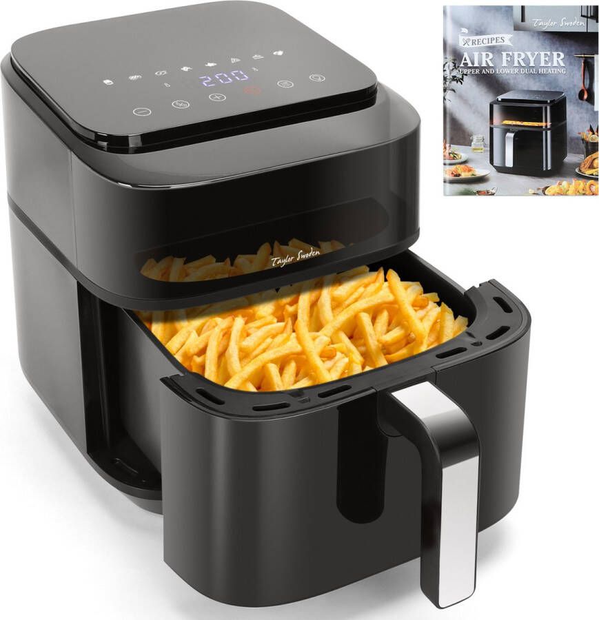 Taylor Swoden Airfryer XXL Heteluchtfriteuse 6 5L 1800W Met Venster Inclusief Receptenboek 8 Automatische Programma's Zwart