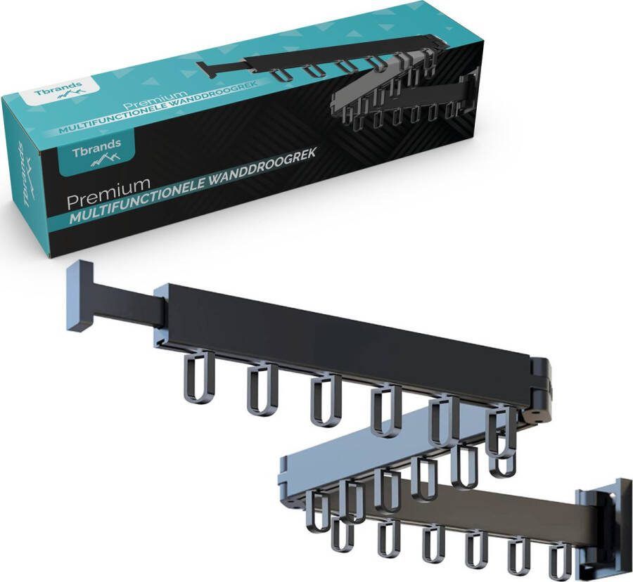 Tbrands Hangend Inklapbaar Droogrek & Wasrek Kledingrek voor Muur Wanddroogrek Met Ophangmateriaal