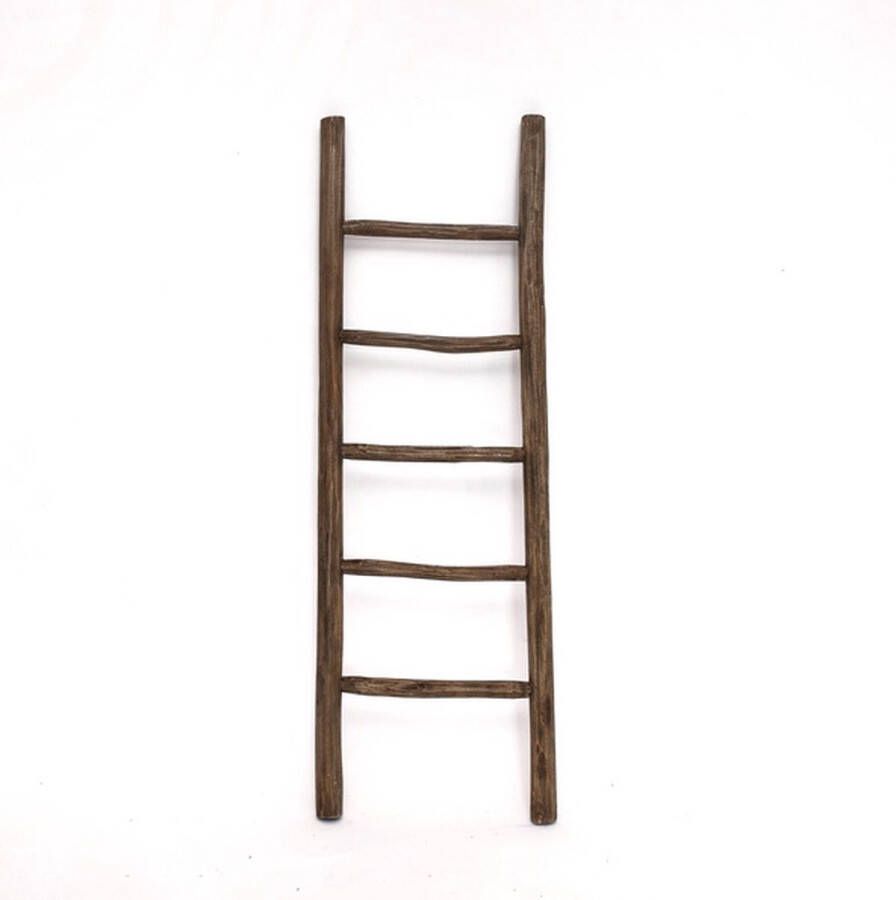 Teakea Houten decoratie ladder | Rustiek bruin | 50x5x150