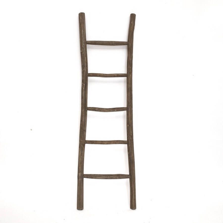 Teakea Houten decoratie ladder | Rustiek Bruin | 50x5x175
