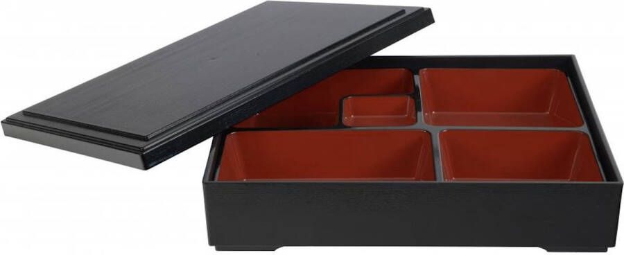 Tokyo Design Studio Zwart Rode Bento box 27 x 22 x 6 cm ABS Lacquerware