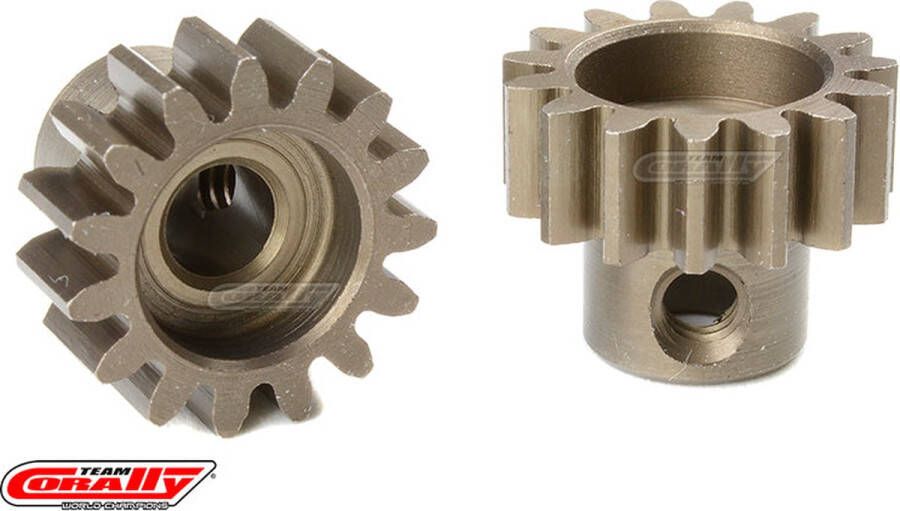TEAM CORALLY M1.0 Motortandwiel Kort Gehard staal 15 Tanden Motoras dia. 5mm